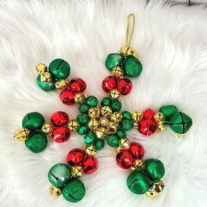 Christmas Holiday Jingle Bell Red Green 12" Wall Hanging Decor Xmas Santa